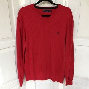 Nautica Red V-Neck Sweater for Men